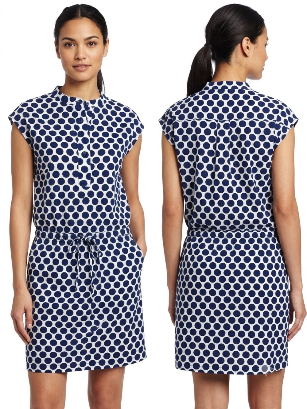 GAP Vintage Y2K Polka Dot Drop M Tie Waist Pockets Cotton Dress T Shirt Mini Top